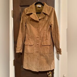 Wet Seal Genuine Leather Suede Trench Coat Tan 70s Retro Boho Western M